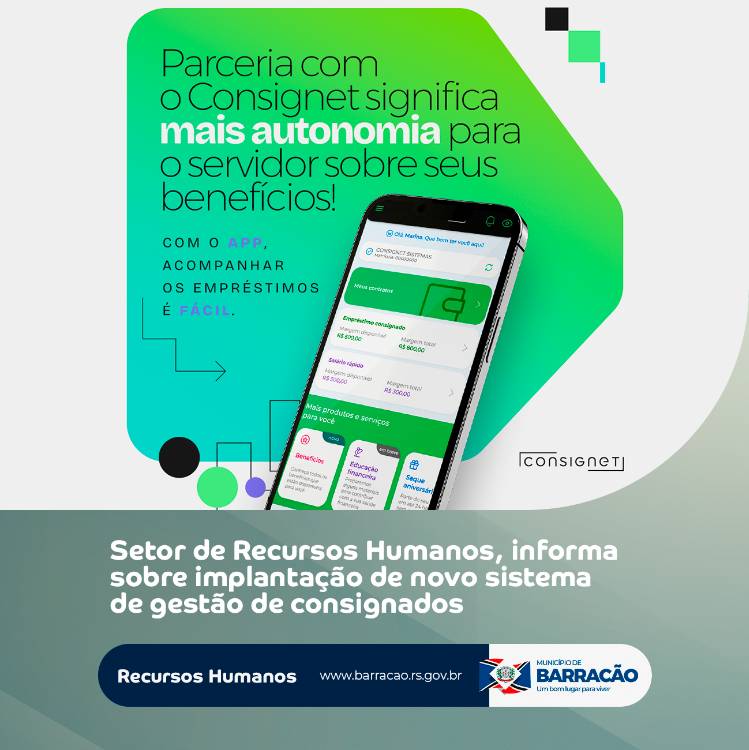 Setor de Recursos Humanos, informa sobre implantação de novo sistema de gestão de consignados