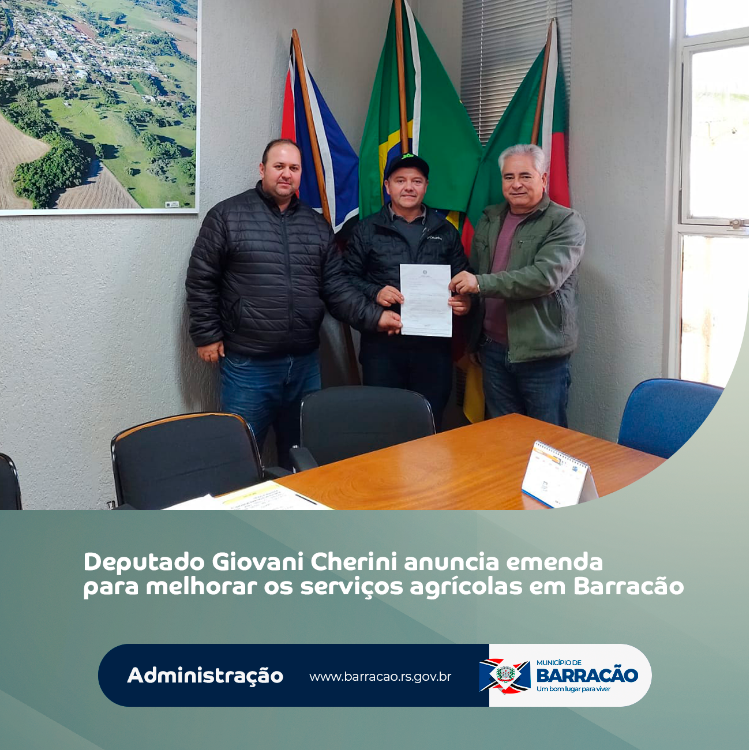 Deputado Estadual Giovani Cherini anuncia emenda para agricultura de Barracão